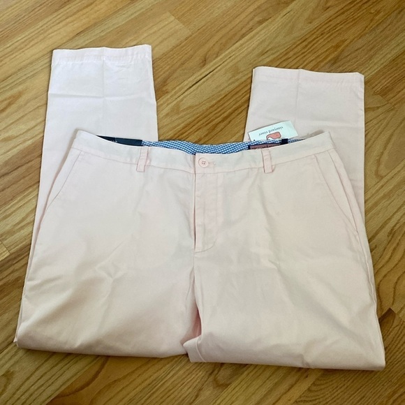 NWT Vineyard Vines Breaker Pant Men’s Conch 38X30 slim fit Golf Preppy PINK - Picture 1 of 12